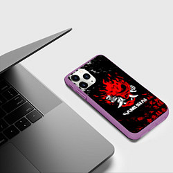 Чехол iPhone 11 Pro матовый CYBERPUNK SAMURAI: JAPAN STYLE, цвет: 3D-фиолетовый — фото 2