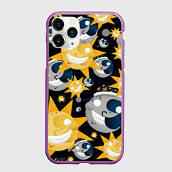 Чехол iPhone 11 Pro матовый Солнце и Луна из FNAF Security Breach Паттерн, цвет: 3D-фиолетовый