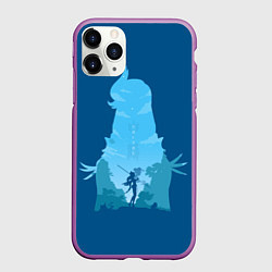 Чехол iPhone 11 Pro матовый Шень Хе Genshin Impact, цвет: 3D-фиолетовый