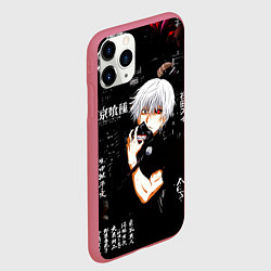 Чехол iPhone 11 Pro матовый Токийский Гуль на фоне Иероглифов Tokyo Ghoul, цвет: 3D-малиновый — фото 2