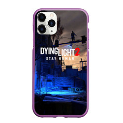 Чехол iPhone 11 Pro матовый Dyng Light 2: Stay Human - Приближается ночь, цвет: 3D-фиолетовый