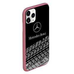 Чехол iPhone 11 Pro матовый Mercedes-Benz шины, цвет: 3D-малиновый — фото 2