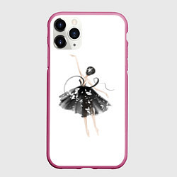 Чехол iPhone 11 Pro матовый Девушка балерина, цвет: 3D-малиновый