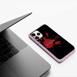 Чехол iPhone 11 Pro матовый Sonic Exe - логотип с брызгами крови, цвет: 3D-розовый — фото 2