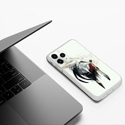 Чехол iPhone 11 Pro матовый Белый лис с перьями на голове, цвет: 3D-белый — фото 2