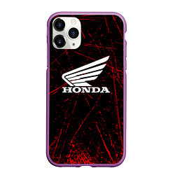 Чехол iPhone 11 Pro матовый Honda Красные линии, цвет: 3D-фиолетовый