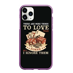 Чехол iPhone 11 Pro матовый Люблю Покер, цвет: 3D-фиолетовый