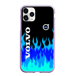 Чехол iPhone 11 Pro матовый Volvo размытый огонь, цвет: 3D-светло-сиреневый
