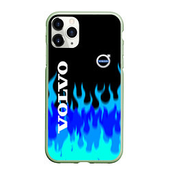Чехол iPhone 11 Pro матовый Volvo размытый огонь, цвет: 3D-салатовый