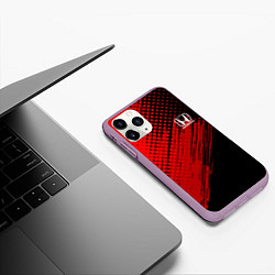 Чехол iPhone 11 Pro матовый Honda - Red texture, цвет: 3D-сиреневый — фото 2