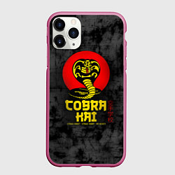 Чехол iPhone 11 Pro матовый Кобра Кай Змея Иероглифы Сериал, цвет: 3D-малиновый