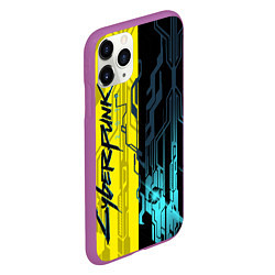 Чехол iPhone 11 Pro матовый CYBERPUNK 2077 Логотип, цвет: 3D-фиолетовый — фото 2