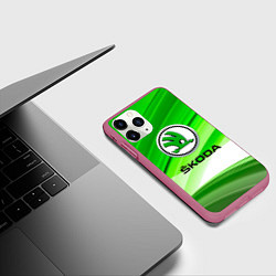 Чехол iPhone 11 Pro матовый Skoda texture, цвет: 3D-малиновый — фото 2