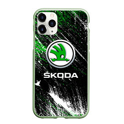 Чехол iPhone 11 Pro матовый Skoda: Потёртости, цвет: 3D-салатовый