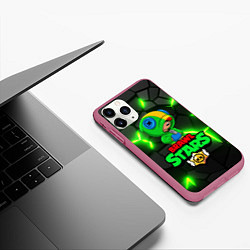 Чехол iPhone 11 Pro матовый ЛЕОН - БРАВО СТАРС Brawl Stars, цвет: 3D-малиновый — фото 2