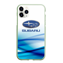 Чехол iPhone 11 Pro матовый Subaru Спорт текстура, цвет: 3D-салатовый