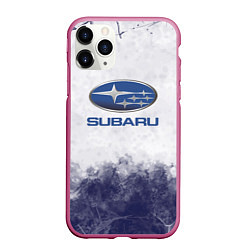 Чехол iPhone 11 Pro матовый Subaru Трещина, цвет: 3D-малиновый