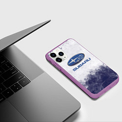 Чехол iPhone 11 Pro матовый Subaru Трещина, цвет: 3D-фиолетовый — фото 2
