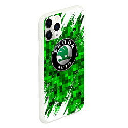 Чехол iPhone 11 Pro матовый Skoda green мозаика, цвет: 3D-белый — фото 2