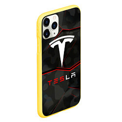 Чехол iPhone 11 Pro матовый Tesla Sport Logo, цвет: 3D-желтый — фото 2