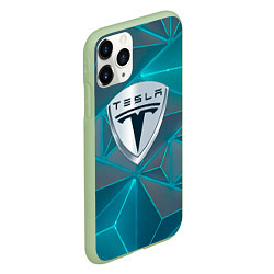 Чехол iPhone 11 Pro матовый Tesla неоновые треугольники, цвет: 3D-салатовый — фото 2