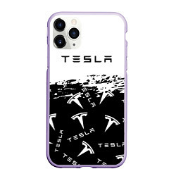 Чехол iPhone 11 Pro матовый Tesla - Black & White, цвет: 3D-светло-сиреневый