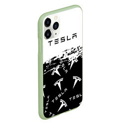 Чехол iPhone 11 Pro матовый Tesla - Black & White, цвет: 3D-салатовый — фото 2