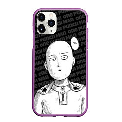 Чехол iPhone 11 Pro матовый One Punch Man - Сайтама Ванпанчмен, цвет: 3D-фиолетовый