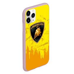 Чехол iPhone 11 Pro матовый Lamborghini pattern gold, цвет: 3D-розовый — фото 2