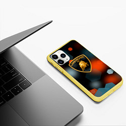Чехол iPhone 11 Pro матовый Lamborghini - Размытие, цвет: 3D-желтый — фото 2