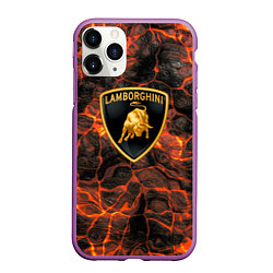 Чехол iPhone 11 Pro матовый Lamborghini - Вулкан из щелей, цвет: 3D-фиолетовый