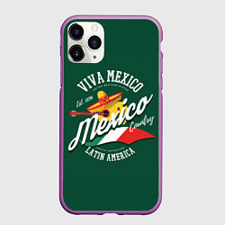 Чехол iPhone 11 Pro матовый Мексика Mexico, цвет: 3D-фиолетовый