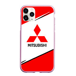 Чехол iPhone 11 Pro матовый Mitsubishi Logo Geometry, цвет: 3D-розовый