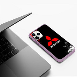 Чехол iPhone 11 Pro матовый Mitsubishi брызги красок, цвет: 3D-сиреневый — фото 2