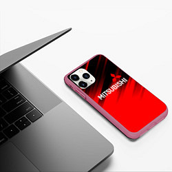 Чехол iPhone 11 Pro матовый Mitsubishi - Red Sport, цвет: 3D-малиновый — фото 2