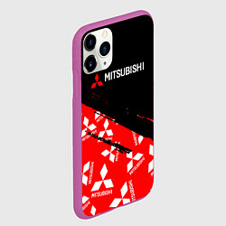 Чехол iPhone 11 Pro матовый Mitsubishi - Диагональ паттерн, цвет: 3D-фиолетовый — фото 2