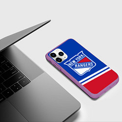 Чехол iPhone 11 Pro матовый New York Rangers Нью Йорк Рейнджерс, цвет: 3D-фиолетовый — фото 2