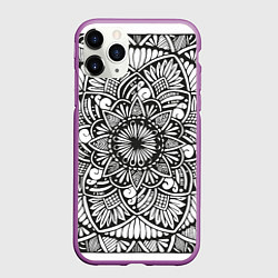 Чехол iPhone 11 Pro матовый Мандала 2028-1, цвет: 3D-фиолетовый