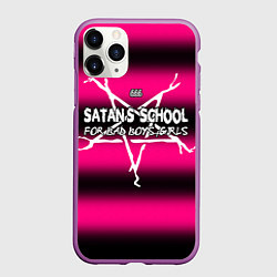 Чехол iPhone 11 Pro матовый Satan school for bad boys and girls pink, цвет: 3D-фиолетовый