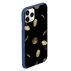 Чехол iPhone 11 Pro матовый ДОЖДЬ ИЗ BITCOIN, цвет: 3D-тёмно-синий — фото 2