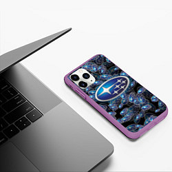 Чехол iPhone 11 Pro матовый SUBARU BIG LOGO PATTERN, цвет: 3D-фиолетовый — фото 2