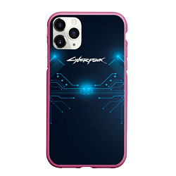 Чехол iPhone 11 Pro матовый Cyberpunk Неоновая микросхема, цвет: 3D-малиновый