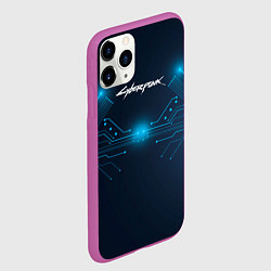 Чехол iPhone 11 Pro матовый Cyberpunk Неоновая микросхема, цвет: 3D-фиолетовый — фото 2