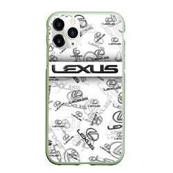 Чехол iPhone 11 Pro матовый LEXUS BIG EMBLEMA PATTERN, цвет: 3D-салатовый