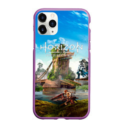 Чехол iPhone 11 Pro матовый Horizon Forbidden West - разрушенный мост, цвет: 3D-фиолетовый