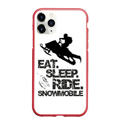 Чехол iPhone 11 Pro матовый EAT SLEEP RIDE SNOWMOBILE, цвет: 3D-красный