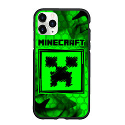 Чехол iPhone 11 Pro матовый MINECRAFT - Зеленый Крипер, цвет: 3D-черный