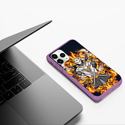 Чехол iPhone 11 Pro матовый Огненный страж в маске, цвет: 3D-фиолетовый — фото 2