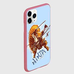 Чехол iPhone 11 Pro матовый Крейзи белка-ниндзя, цвет: 3D-малиновый — фото 2