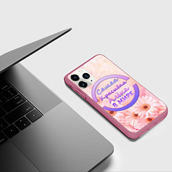 Чехол iPhone 11 Pro матовый Самая красивая Алёна, цвет: 3D-малиновый — фото 2
